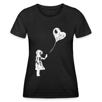 LOVE IS IN THE CLOUD - Girl with Smartphone - Women's Functional T-Shirt - black - Front - AI Model Female 172 light (172cm)