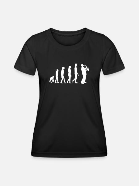 Saxophon Saxophonist Evolution - Frauen Funktions-T-Shirt - Schwarz