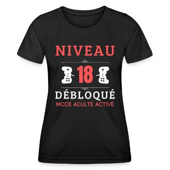 Anniversaire 18 ans adulte humour manette de jeu - T-shirt sport Femme - noir - Devant - AI Model Female 172 light (172cm)