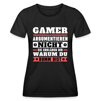 Gamers don't argue - Women's Functional T-Shirt - black - Front - AI Model Female 172 light (172cm)