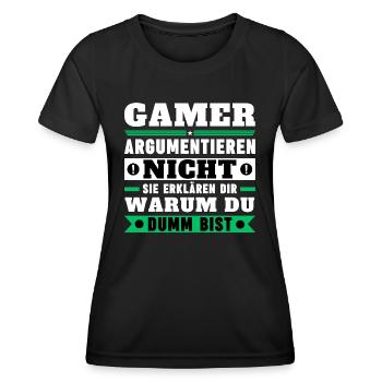 Gamers don't argue - Women's Functional T-Shirt - black - Front - AI Model Female 172 light (172cm)