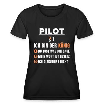 Cadeau de pilote - je suis le roi - T-shirt sport Femme - noir - Devant - AI Model Female 172 light (172cm)