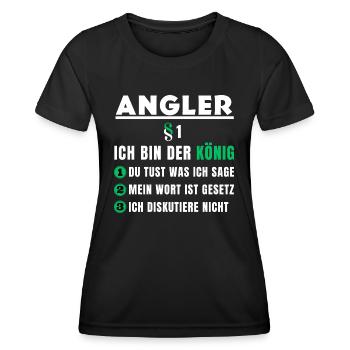Cadeau de pêcheur - je suis le roi - T-shirt sport Femme - noir - Devant - AI Model Female 172 light (172cm)