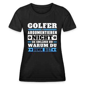 Les golfeurs ne se disputent pas - T-shirt sport Femme - noir - Devant - AI Model Female 172 light (172cm)
