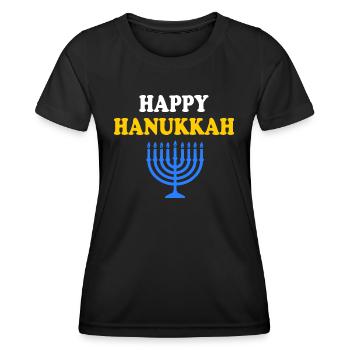 HAPPY HANUKKAH - Frauen Funktions-T-Shirt - Schwarz - Vorne - AI Model Female 172 light (172cm)
