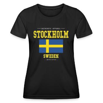 Stockholm - Frauen Funktions-T-Shirt - Schwarz - Vorne - AI Model Female 172 light (172cm)