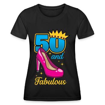 Birthday 50th birthday 50th year 50 and fabulous - Women's Functional T-Shirt - black - Front - AI Model Female 172 light (172cm)