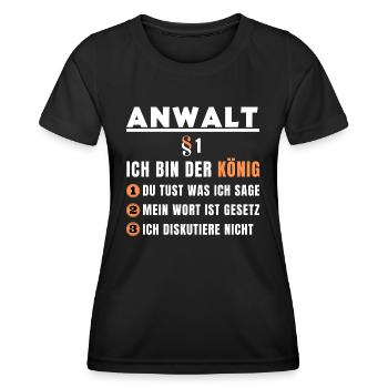 Lawyer Gift - I'm the King - Women's Functional T-Shirt - black - Front - AI Model Female 172 light (172cm)