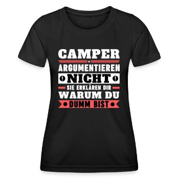 Les campeurs ne se disputent pas - T-shirt sport Femme - noir - Devant - AI Model Female 172 light (172cm)