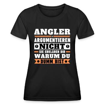 Angler argumentieren nicht - Frauen Funktions-T-Shirt - Schwarz - Vorne - AI Model Female 172 light (172cm)