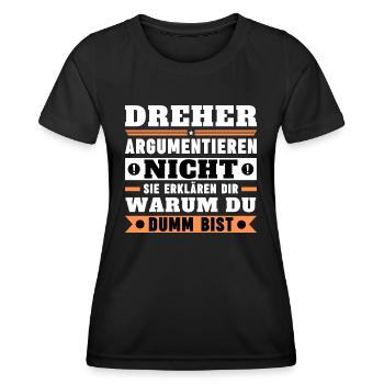 Les tourneurs ne discutent pas - T-shirt sport Femme - noir - Devant - AI Model Female 172 light (172cm)