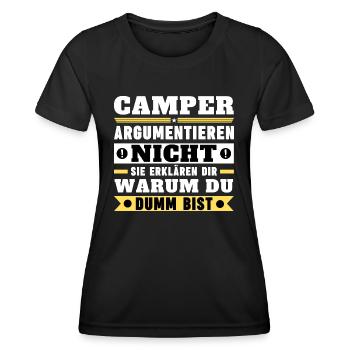 Les campeurs ne se disputent pas - T-shirt sport Femme - noir - Devant - AI Model Female 172 light (172cm)