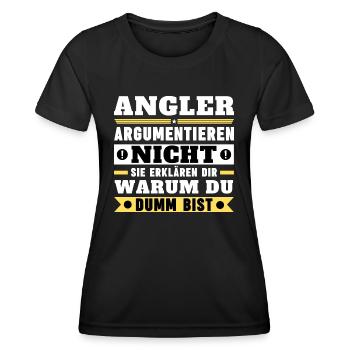 Angler argumentieren nicht - Frauen Funktions-T-Shirt - Schwarz - Vorne - AI Model Female 172 light (172cm)