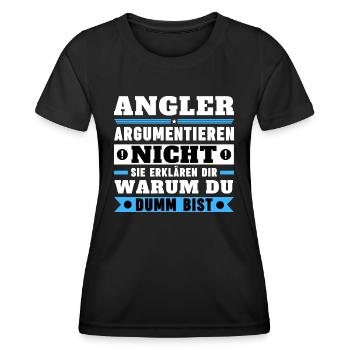 Angler argumentieren nicht - Frauen Funktions-T-Shirt - Schwarz - Vorne - AI Model Female 172 light (172cm)
