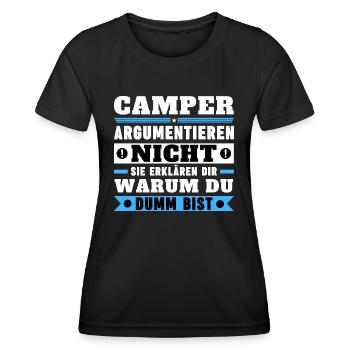 Les campeurs ne se disputent pas - T-shirt sport Femme - noir - Devant - AI Model Female 172 light (172cm)