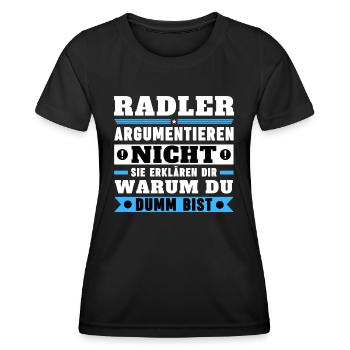 Radler argumentieren nicht - Frauen Funktions-T-Shirt - Schwarz - Vorne - AI Model Female 172 light (172cm)