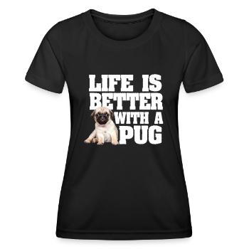 Das Leben eines Mopshundes ist mit einem Mops besser - Frauen Funktions-T-Shirt - Schwarz - Vorne - AI Model Female 172 light (172cm)