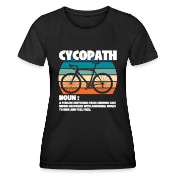 Cycliste cycliste Cycopath Nom - T-shirt sport Femme - noir - Devant - AI Model Female 172 light (172cm)