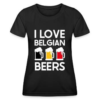 I love Belgian beers - T-shirt sport Femme - noir - Devant - AI Model Female 172 light (172cm)