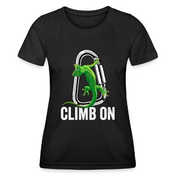 Klettern Klettern Weiter - Frauen Funktions-T-Shirt - Schwarz - Vorne - AI Model Female 172 light (172cm)