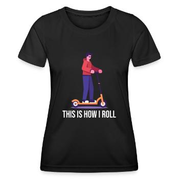 Rollerfahren So rolle ich - Frauen Funktions-T-Shirt - Schwarz - Vorne - AI Model Female 172 light (172cm)