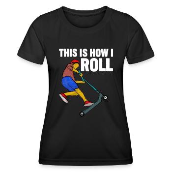 Rollerfahren So rolle ich - Frauen Funktions-T-Shirt - Schwarz - Vorne - AI Model Female 172 light (172cm)