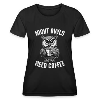 Les noctambules ont besoin de café - T-shirt sport Femme - noir - Devant - AI Model Female 172 light (172cm)