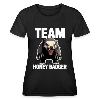 Team Honigdachs - Frauen Funktions-T-Shirt - Schwarz - Vorne - AI Model Female 172 light (172cm)