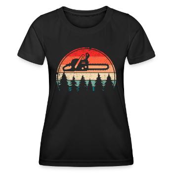 Bûcheron Tronçonneuse Forestier Forestier Tronçonneuse Forêt - T-shirt sport Femme - noir - Devant - AI Model Female 172 light (172cm)
