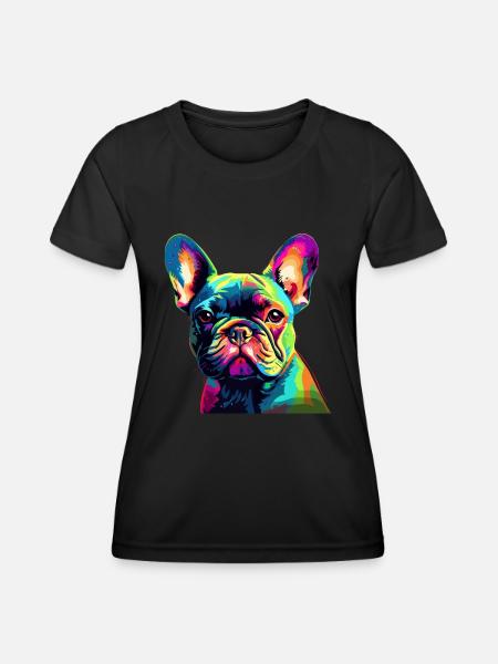 Französische Bulldogge Bunt - Frauen Funktions-T-Shirt - Schwarz