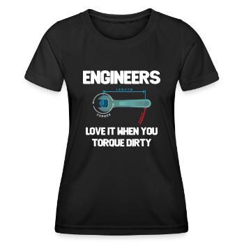 Ingenieure lieben es, wenn Sie schmutzig anziehen - Frauen Funktions-T-Shirt - Schwarz - Vorne - AI Model Female 172 light (172cm)