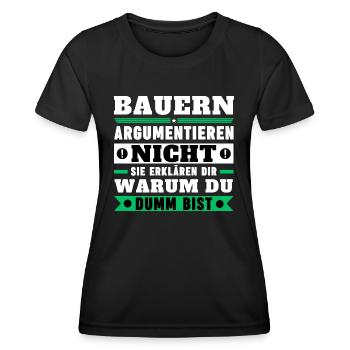 Les agriculteurs ne discutent pas - T-shirt sport Femme - noir - Devant - AI Model Female 172 light (172cm)