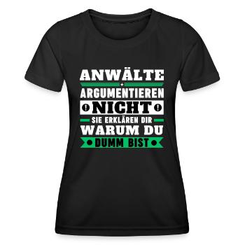 Les avocats ne discutent pas - T-shirt sport Femme - noir - Devant - AI Model Female 172 light (172cm)