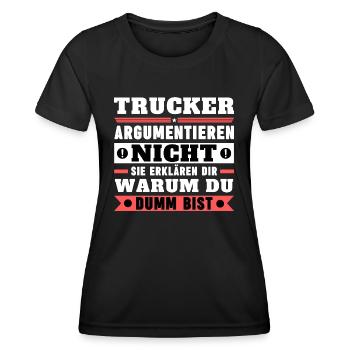 Les camionneurs ne se disputent pas - T-shirt sport Femme - noir - Devant - AI Model Female 172 light (172cm)