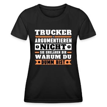 Les camionneurs ne se disputent pas - T-shirt sport Femme - noir - Devant - AI Model Female 172 light (172cm)