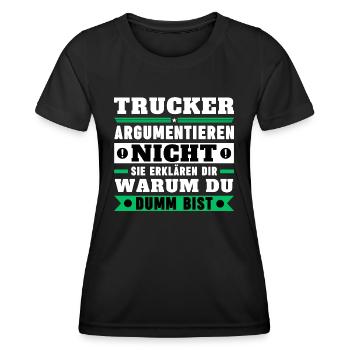 Les camionneurs ne discutent pas - T-shirt sport Femme - noir - Devant - AI Model Female 172 light (172cm)