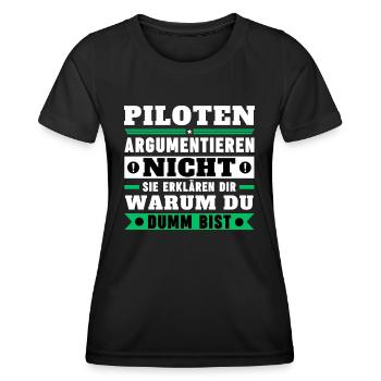 Pilots don't argue - Women's Functional T-Shirt - black - Front - AI Model Female 172 light (172cm)