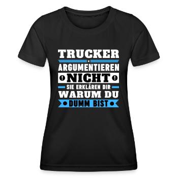 Les camionneurs ne discutent pas - T-shirt sport Femme - noir - Devant - AI Model Female 172 light (172cm)