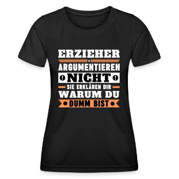 Les éducateurs ne discutent pas - T-shirt sport Femme - noir - Devant - AI Model Female 172 light (172cm)