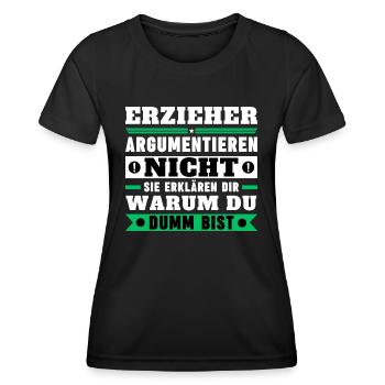 Les éducateurs ne discutent pas - T-shirt sport Femme - noir - Devant - AI Model Female 172 light (172cm)