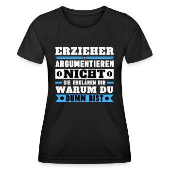 Les éducateurs ne discutent pas - T-shirt sport Femme - noir - Devant - AI Model Female 172 light (172cm)