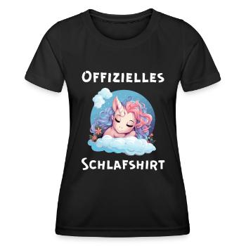 Einhorn Offizielles Schlafshirt Bett Schlafen Müde - Frauen Funktions-T-Shirt - Schwarz - Vorne - AI Model Female 172 light (172cm)