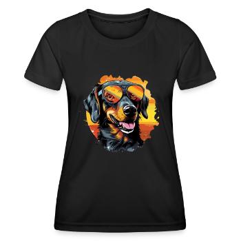 Chien pop art cool avec des lunettes de soleil - T-shirt sport Femme - noir - Devant - AI Model Female 172 light (172cm)
