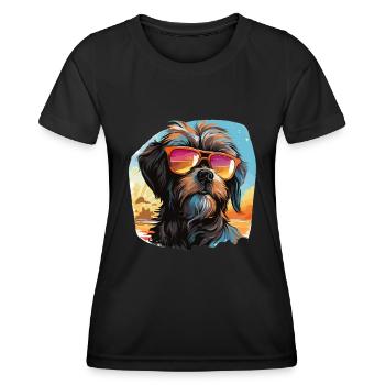 Pop Art Dog with Sunglasses - Women's Functional T-Shirt - black - Front - AI Model Female 172 light (172cm)