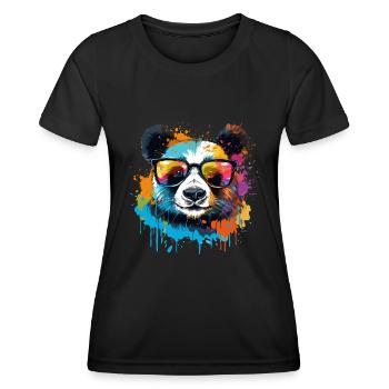 Colorful Watercolor Pop Art Panda Panda Bear - Women's Functional T-Shirt - black - Front - AI Model Female 172 light (172cm)