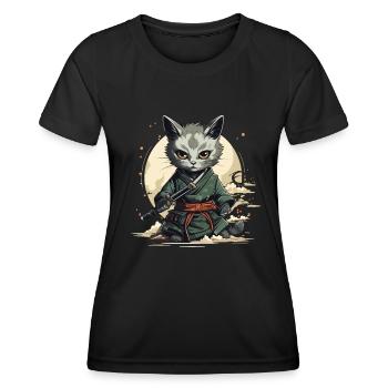 Samurai Cat Ninja Catana Japan Cat Kitty c ́Cat - Women's Functional T-Shirt - black - Front - AI Model Female 172 light (172cm)