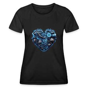 Mécanique Coeur Moteur Mécanique Mécanique de Voiture - T-shirt sport Femme - noir - Devant - AI Model Female 172 light (172cm)