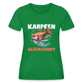 Karpfen Glücksshirt Angeln Fisch - Frauen Funktions-T-Shirt - Kelly Green - Vorne - AI Model Female 172 dark (172cm)