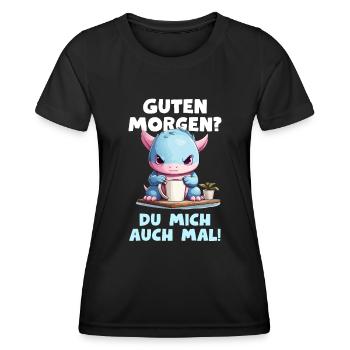 Lustiger Axolotl Spruch Guten Morgen Langschläfer - Frauen Funktions-T-Shirt - Schwarz - Vorne - AI Model Female 172 light (172cm)