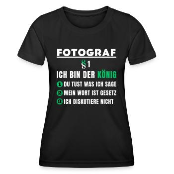 Cadeau de photographe - je suis le roi - T-shirt sport Femme - noir - Devant - AI Model Female 172 light (172cm)